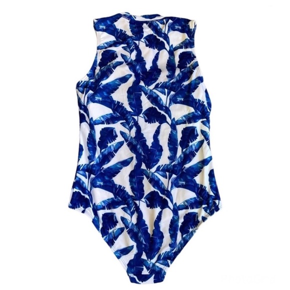 Cabana Life Blue Palms Sleeveless Figure Slimming Unisuit BlueWhite Sz Small NWT - Picture 4 of 11